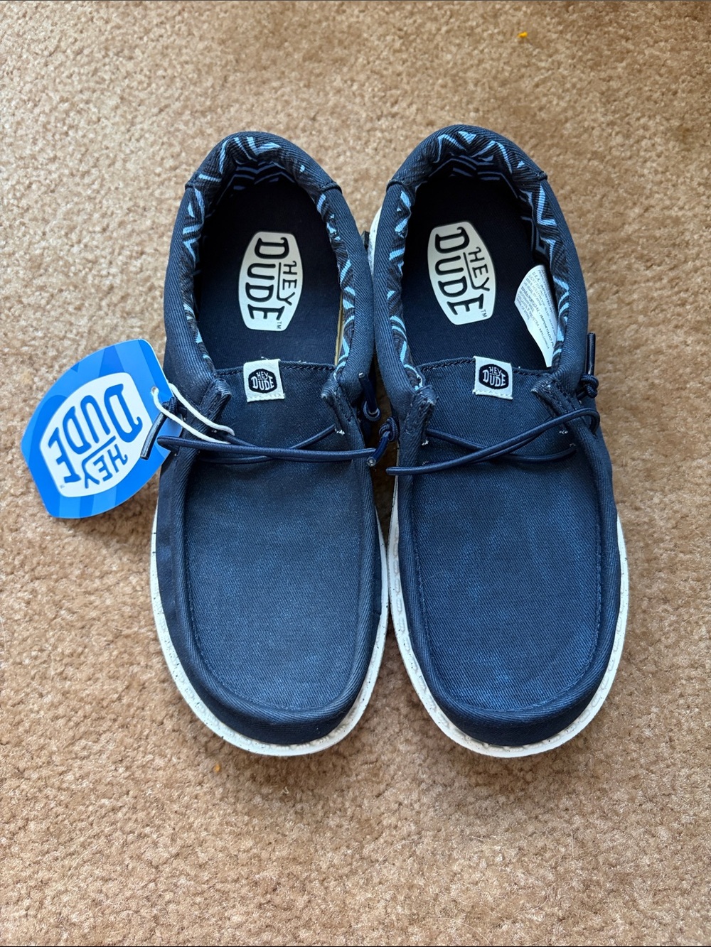 Boys Navy Hey Dudes with Patterned Lining